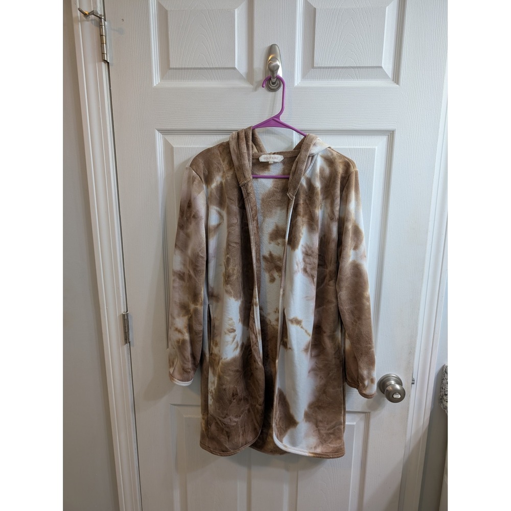 SOLITAIRE Tie Dye Hooded Cardigan Lightweight‎ Open Front - Size L
